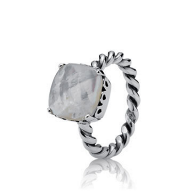 Pandora MOTHER OF PEARL SILVER ROPE RING